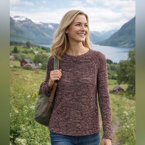 Club Monaco Purple and Coral Knit Top